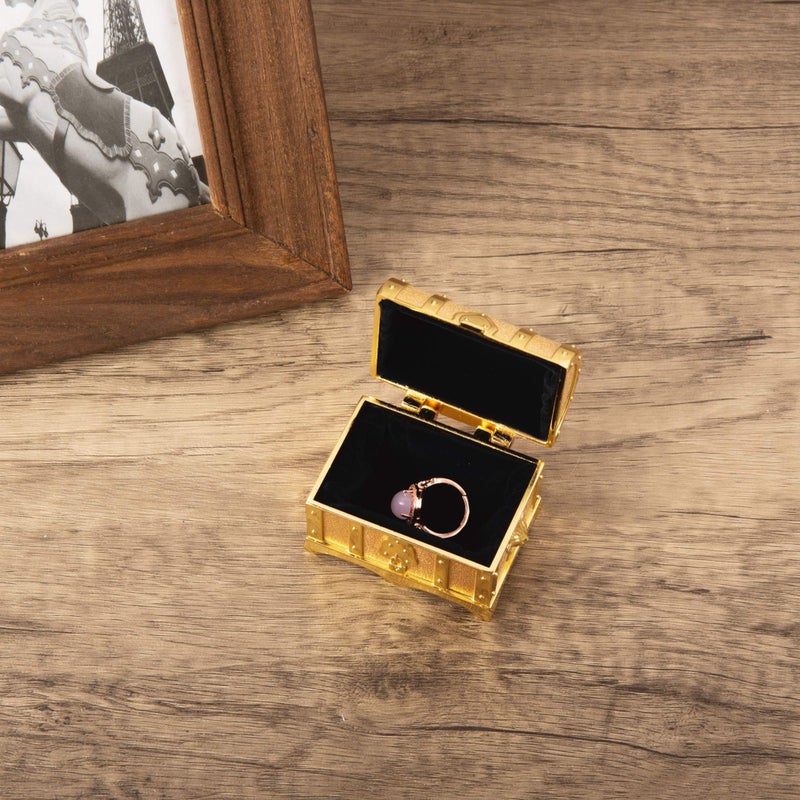 Feyarl Small Vintage Gold Treasure Box Jewelry Trinket Ring Earring Display Chest Organizer Decorative Keepsake Box Wedding Birthday Gift for Girl Women Home Dresser Tabletop Decor - Image 5